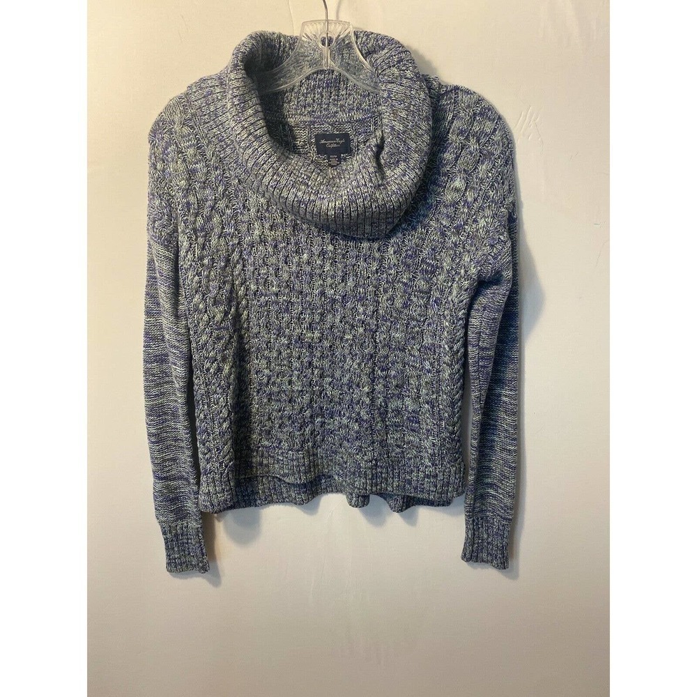 American Eagle Outfitters Women Turtleneck Sweater Chunky Knit XS Blue